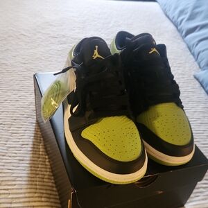 Jordan Black and Lime Green Shoes